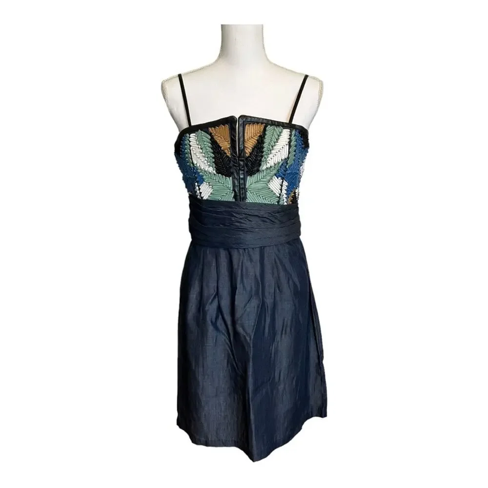 Diesel Leather Star Pattern Corset Spaghetti Strap Dress Medium